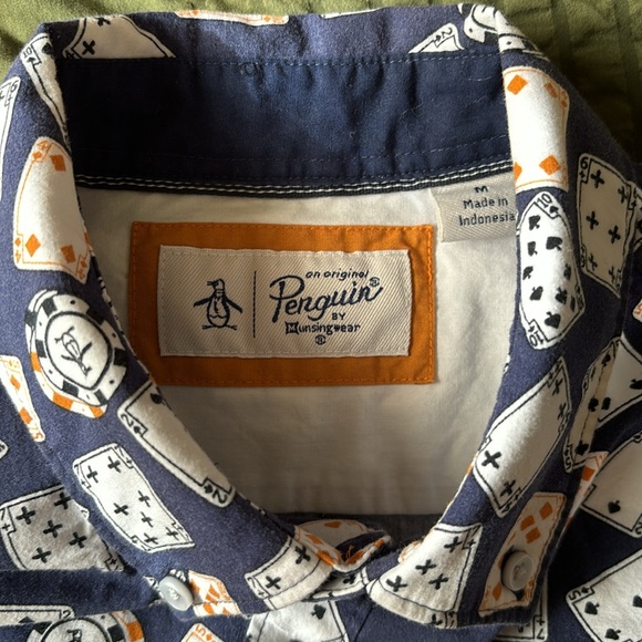 Original Penguin by Munsingwear Men’s Button Down Cards Poker Chips Size Medium - Picture 6 of 11